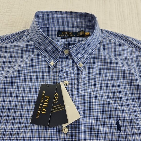 Polo Ralph Lauren Performance Shirt Men's XL Blue Plaid Classic Fit Wicking NEW - Picture 6 of 16